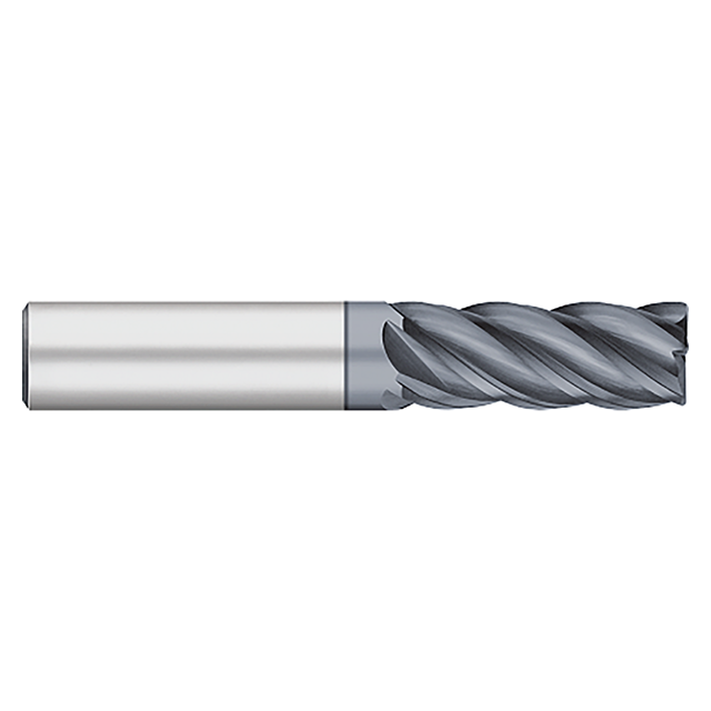 Titan USA TC26461 | 0.5000" (1/2) Diameter x 0.5000" (1/2) Shank x 1.2500" (1-1/4) LOC x 3.0000" (3) OAL x 0.0300" Radius 5 Flute AlCrO-MAX Coated Carbide Corner Radius End Mill