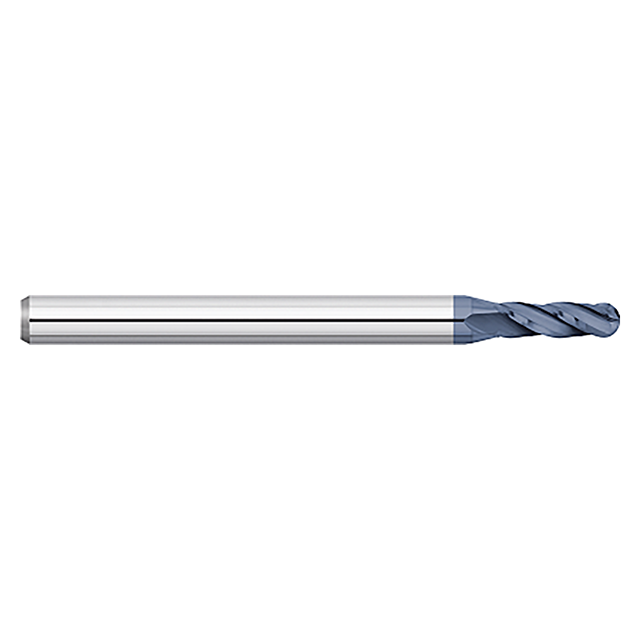 Titan USA TC59290 | 0.0900" Diameter x 0.1250" (1/8) Shank x 0.2700" LOC x 1.5000" (1-1/2) OAL 4 Flute ALTIN Coated Carbide Ball End Mill