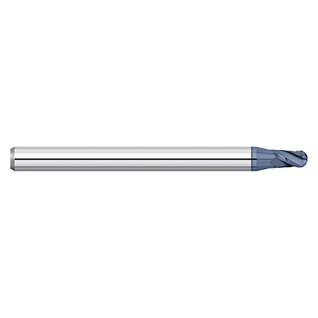 Titan USA TC55210 | 0.0100" Diameter x 0.1250" (1/8) Shank x 0.0150" (1/64) LOC x 1.5000" (1-1/2) OAL 4 Flute ALTIN Coated Carbide Ball End Mill