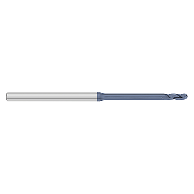 Titan USA TC58899 | 0.0950" Diameter x 0.1250" (1/8) Shank x 0.2850" LOC x 2.5000" (2-1/2) OAL 3 Flute ALTIN Coated Carbide Ball End Mill