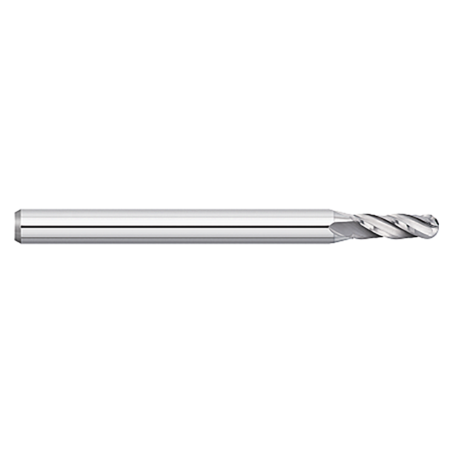 Titan USA TC59024 | 0.024" Diameter x 0.125" Shank x 0.072" LOC x 1.500" OAL x 30 Degree Helix Angle 4 Flute Uncoated Carbide Ball End Mill