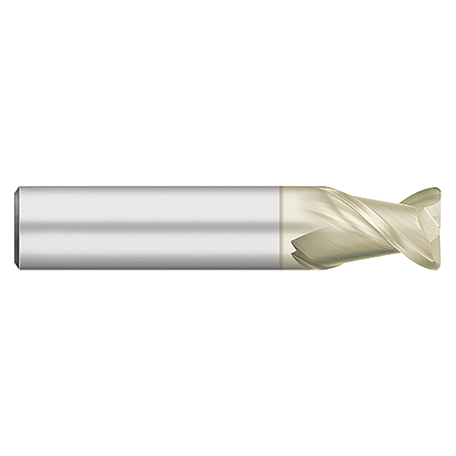 Titan USA TC62463 | 0.1250" (1/8) Diameter x 0.1250" (1/8) Shank x 0.2500" (1/4) LOC x 1.5000" (1-1/2) OAL x 0.0150" (1/64) Radius 2 Flute ZRN Coated Carbide Corner Radius End Mill