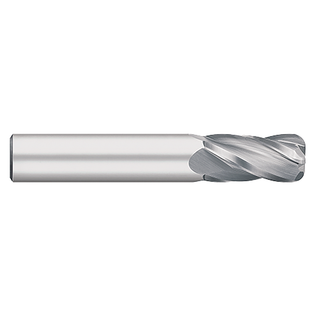 Titan USA TC74039 | 0.3750" (3/8) Diameter x 0.3750" (3/8) Shank x 1.0000" (1) LOC x 2.5000" (2-1/2) OAL x 0.0300" Radius 4 Flute Uncoated Carbide Corner Radius End Mill