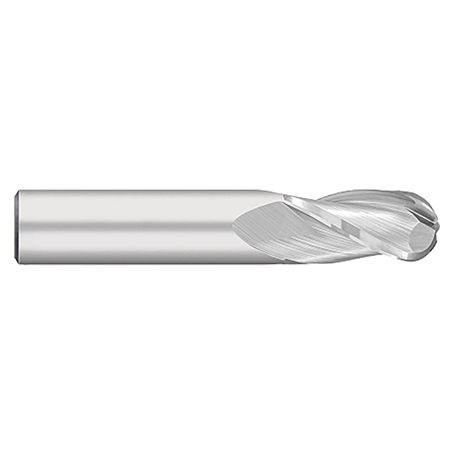 Titan USA TC12930 | 0.4688" Diameter x 0.5000" (1/2) Shank x 1.0000" (1) LOC x 3.0000" (3) OAL 3 Flute Uncoated Carbide Ball End Mill