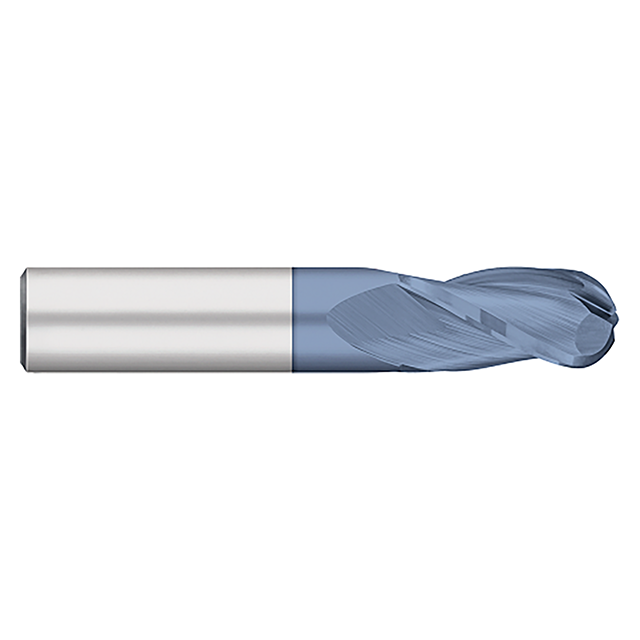 Titan USA TC13232 | 0.5000" (1/2) Diameter x 0.5000" (1/2) Shank x 1.0000" (1) LOC x 3.0000" (3) OAL 3 Flute ALTIN Coated Carbide Ball End Mill