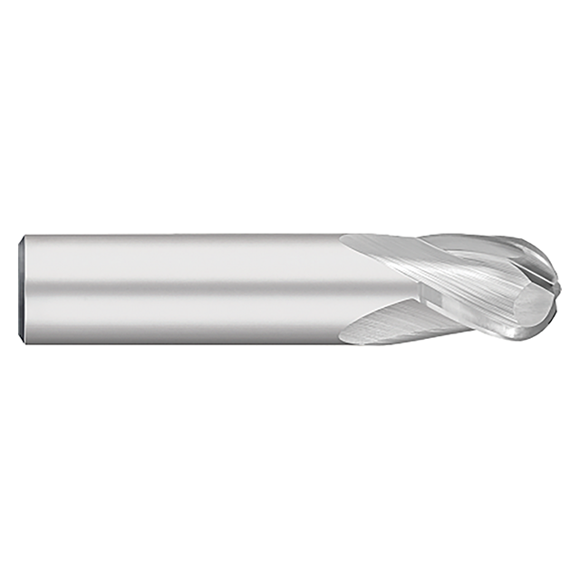 Titan USA TC12232 | 0.5000" (1/2) Diameter x 0.5000" (1/2) Shank x 0.6250" (5/8) LOC x 2.5000" (2-1/2) OAL 3 Flute Uncoated Carbide Ball End Mill