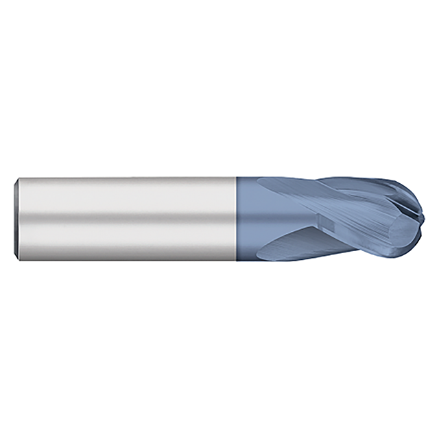 Titan USA TC12305 | 0.0781" (5/64) Diameter x 0.1250" (1/8) Shank x 0.1250" (1/8) LOC x 1.5000" (1-1/2) OAL 3 Flute ALTIN Coated Carbide Ball End Mill