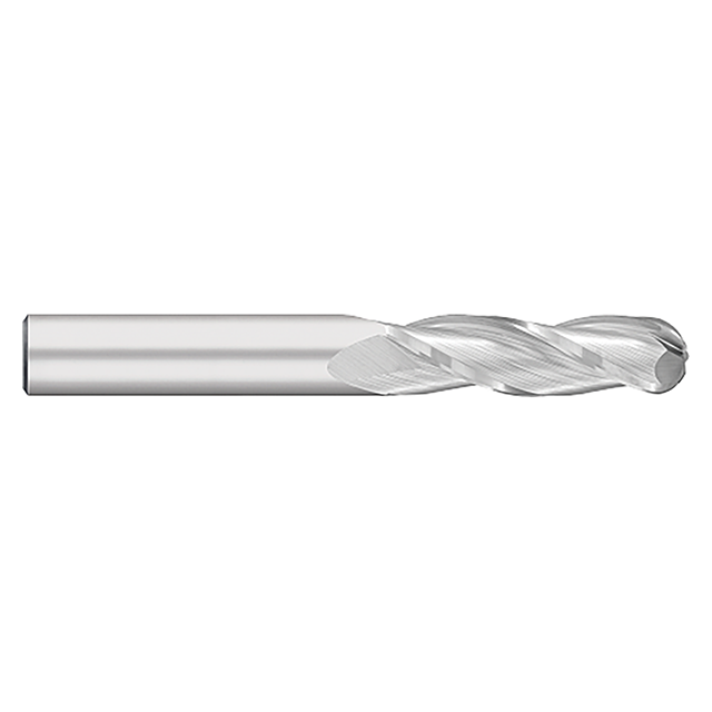 Titan USA TC16224 | 0.3750" (3/8) Diameter x 0.3750" (3/8) Shank x 1.1250" (1-1/8) LOC x 3.0000" (3) OAL 3 Flute Uncoated Carbide Ball End Mill