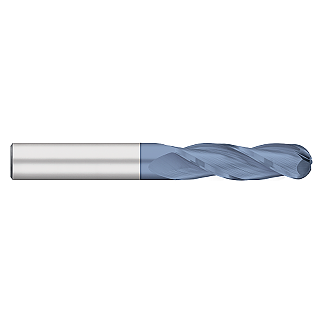 Titan USA TC16316 | 0.2500" (1/4) Diameter x 0.2500" (1/4) Shank x 1.1250" (1-1/8) LOC x 3.0000" (3) OAL 3 Flute ALTIN Coated Carbide Ball End Mill