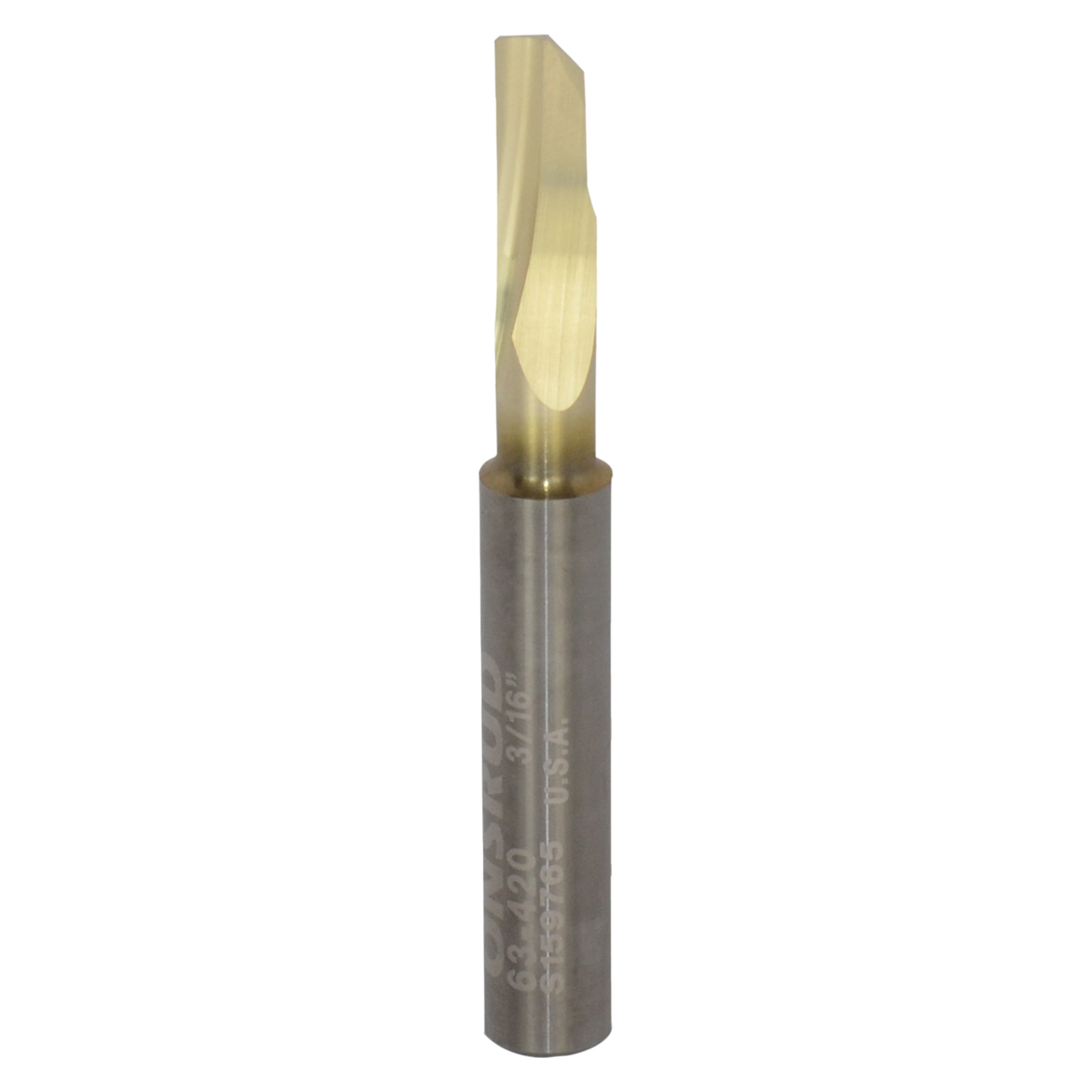 Onsrud 63-420 | 0.188" Diameter x 0.250" Shank x 0.250" LOC x 2.000" OAL Single Flute Solid Carbide Spiral Router Bit