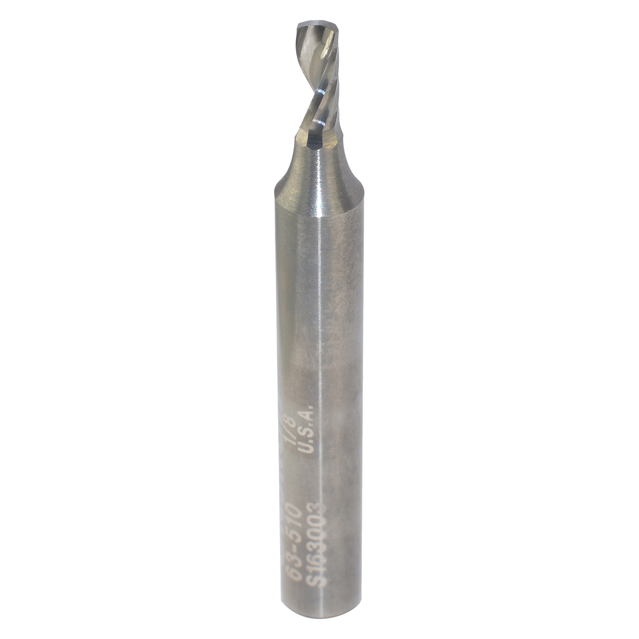 Onsrud 63-510 | 0.125" Diameter x 0.250" Shank x 0.250" LOC x 2.000" OAL Single Flute Solid Carbide Spiral Router Bit