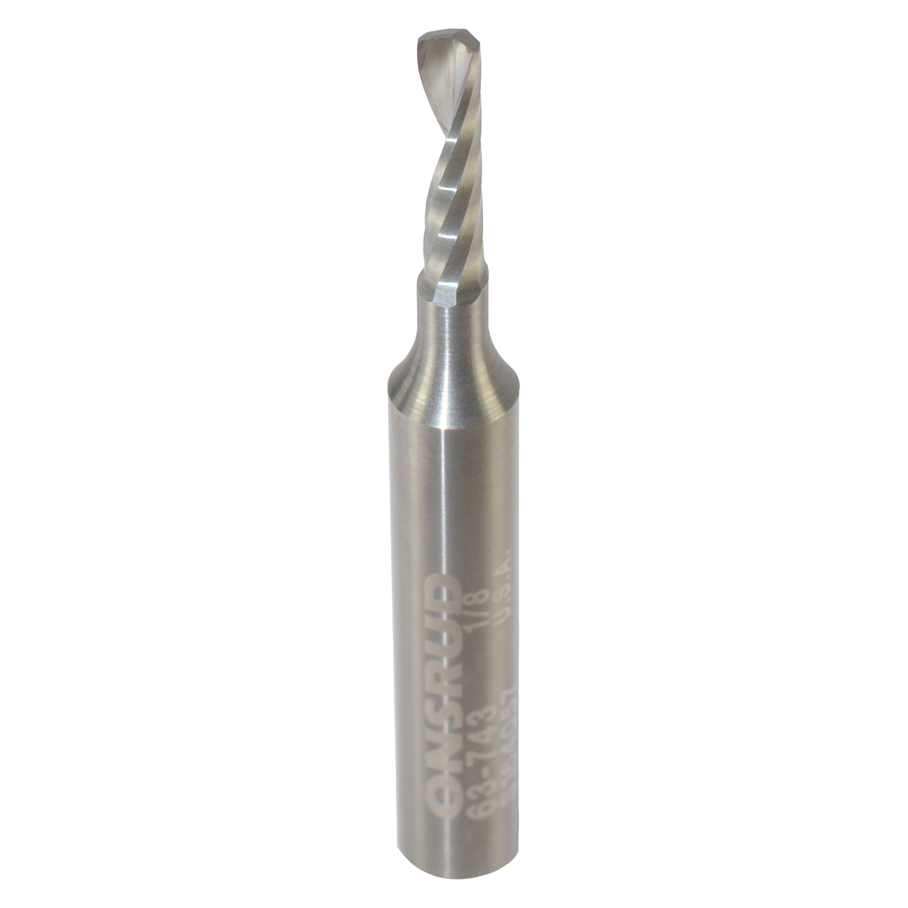 Onsrud 63-743 | 0.125" Diameter x 0.250" Shank x 0.500" LOC x 2.000" OAL Single Flute Solid Carbide Spiral Router Bit