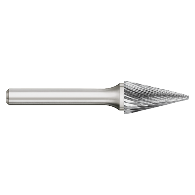 Titan USA TB19437 | SM-53 Size x 0.1875" (3/16) Diameter x 0.1250" (1/8) Shank x 0.5000" (1/2) LOC x 2.0000" (2) OAL Uncoated Carbide Single Cut Burr