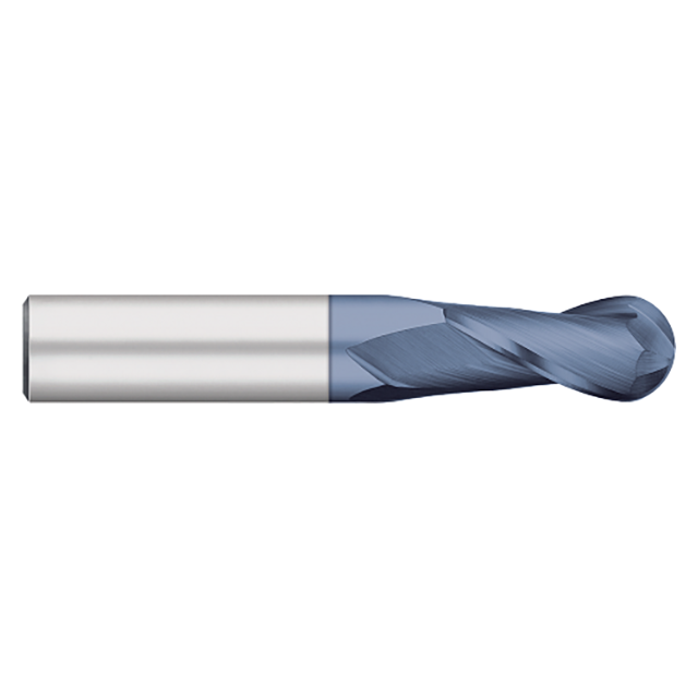 Titan USA TC65100 | 0.0625" (1/16) Diameter x 0.1250" (1/8) Shank x 0.1875" (3/16) LOC x 1.5000" (1-1/2) OAL 2 Flute AlTiN Carbide Ball End Mill