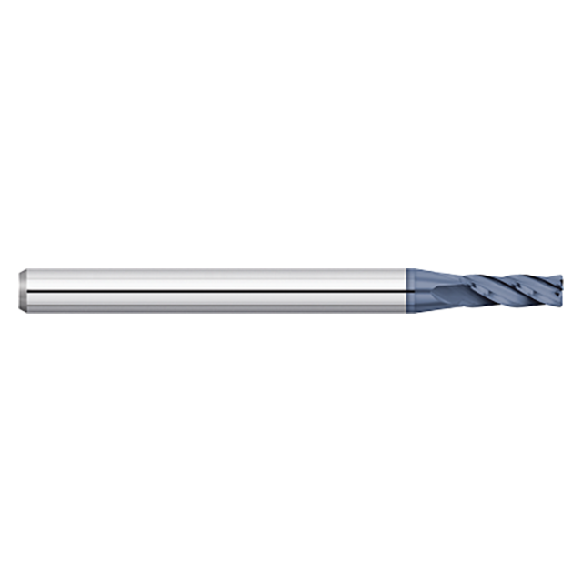 Titan USA TC50920 | 0.1000" Diameter x 0.1250" (1/8) Shank x 0.3000" LOC x 1.5000" (1-1/2) OAL x 0.0150" (1/64) Radius 4 Flute AlTiN Coated Carbide Corner Radius End Mill
