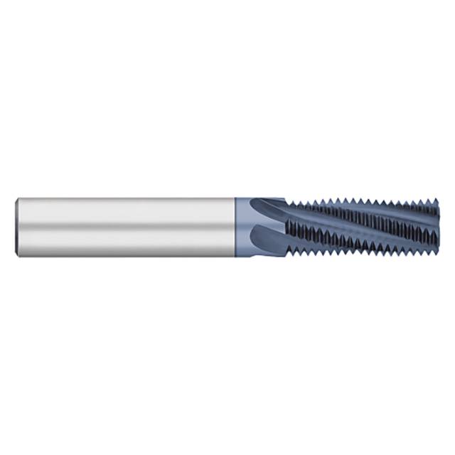 Titan USA TC84200 | 1/16"-27 Thread x 0.2450" Diameter x 0.2500" (1/4) Shank x 0.4370" (7/16) LOC x 2.5000" (2-1/2) OAL 3 Flute AlTiN Coated Carbide Helical Flute Thread Mill