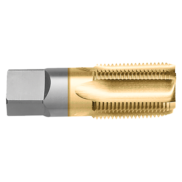 Titan USA TT94204TIN | 1/2"-14 Thread x 0.6875" (11/16) Shank x 1.3750" (1-3/8) Thread Length x 3.1250" (3-1/8) OAL 4 Flute TiN High Speed Steel Standard Pipe Tap