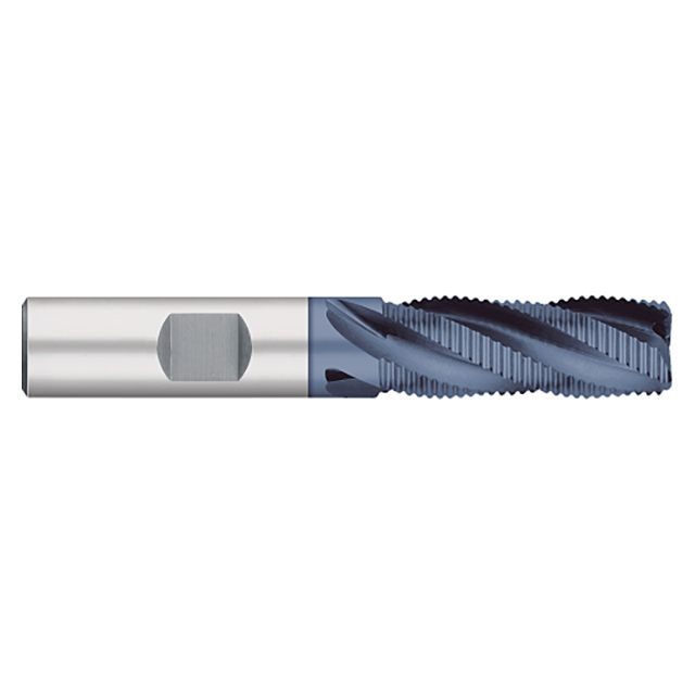 Titan USA TE66214 | 0.3750" (3/8) Diameter x 0.3750" (3/8) Shank x 0.7500" (3/4) LOC x 2.5000" (2-1/2) OAL 4 Flute AlTiN Cobalt Roughing End Mill