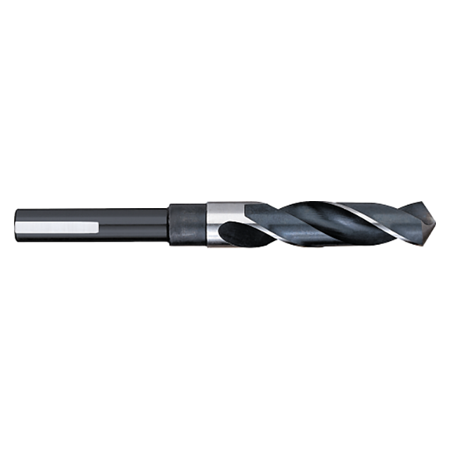 Titan USA SD92554 | 0.8438" Diameter x 0.5000" (1/2) Shank x 6.0000" (6) OAL 118 Degree Point Angle 2 Flute Bright & Black Oxide Coated High Speed Steel Reduced Shank Drill Bit