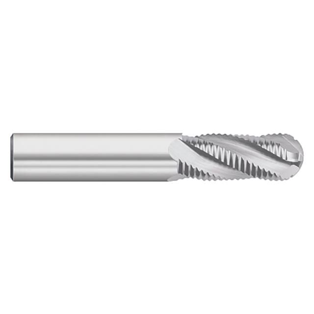 Titan USA TC20724 | 0.3750" (3/8) Diameter x 0.3750" (3/8) Shank x 1.0000" (1) LOC x 2.5000" (2-1/2) OAL 4 Flute Uncoated Carbide Roughing End Mill