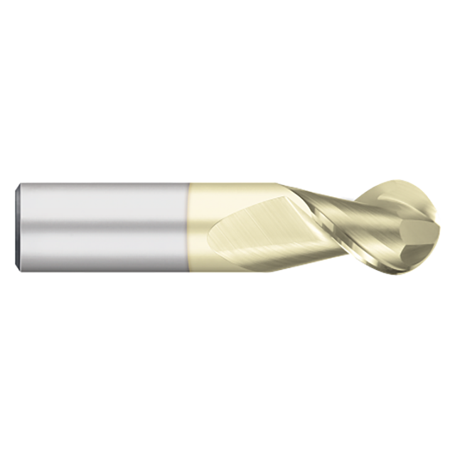Titan USA TC63088 | 0.3125" (5/16) Diameter x 0.3125" (5/16) Shank x 0.8125" (13/16) LOC x 2.5000" (2-1/2) OAL 2 Flute ZRN Coated Carbide Ball End Mill
