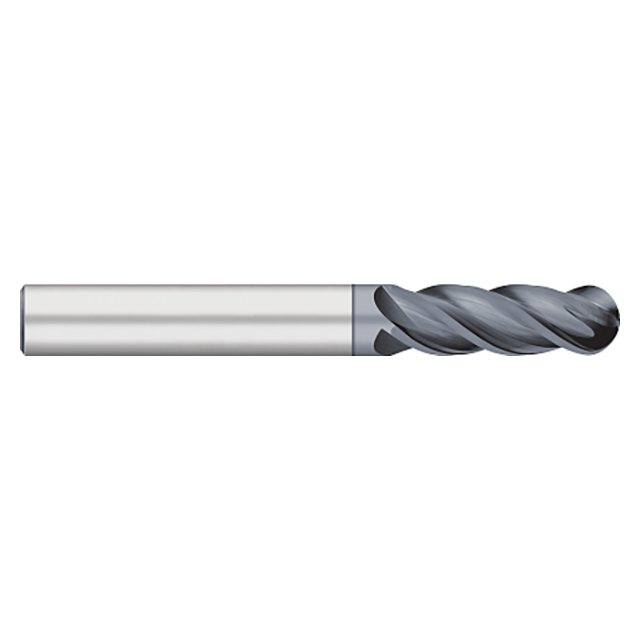 Titan USA TC25610 | 0.5000" (1/2) Diameter x 0.5000" (1/2) Shank x 2.0000" (2) LOC x 4.0000" (4) OAL 4 Flute AlCrO-MAX Coated Carbide Ball End Mill