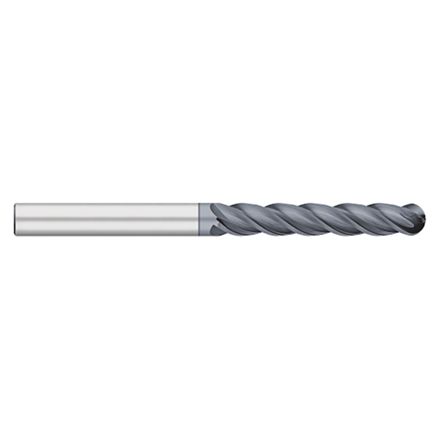 Titan USA TC25656 | 0.2500" (1/4) Diameter x 0.2500" (1/4) Shank x 1.5000" (1-1/2) LOC x 4.0000" (4) OAL 4 Flute AlCrO-MAX Coated Carbide Ball End Mill