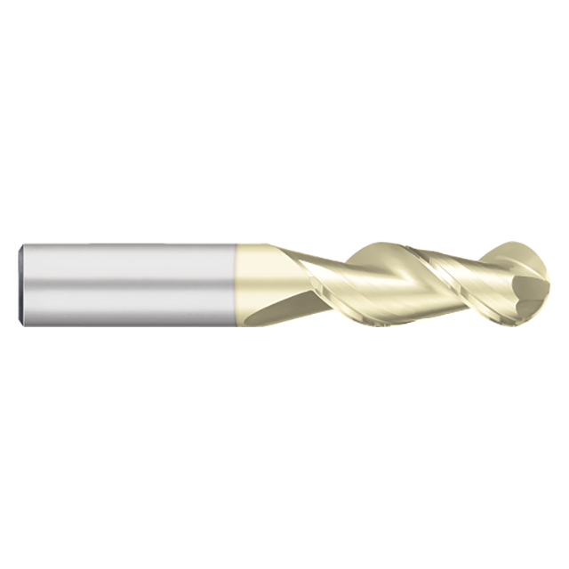 Titan USA TC63103 | 0.3125" (5/16) Diameter x 0.3125" (5/16) Shank x 1.3750" (1-3/8) LOC x 3.0000" (3) OAL 2 Flute ZRN Coated Carbide Ball End Mill