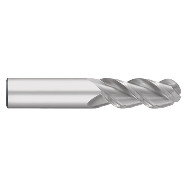 Titan USA TC63161 | 0.1875" (3/16) Diameter x 0.1875" (3/16) Shank x 0.7500" (3/4) LOC x 2.5000" (2-1/2) OAL 3 Flute ZRN Coated Carbide Ball End Mill