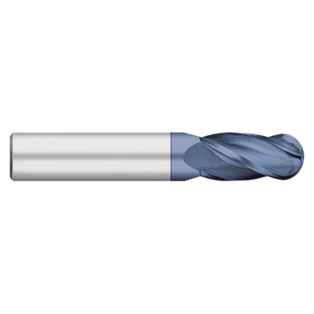 Titan USA TC65148 | 0.3125" (5/16) Dimeter x 0.3125" (5/16) Shank x 0.8125" (13/16) LOC x 2.5000" (2-1/2) OAL 4 Flute ALTIN Coated Carbide Ball End Mill
