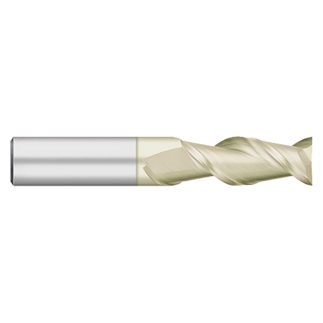 Titan USA TC62732 | 0.5000" (1/2) Diameter x 0.5000" (1/2) Shank x 1.2500" (1-1/4) LOC x 3.0000" (3) OAL 2 Flute ZRN Coated Carbide Square End Mill