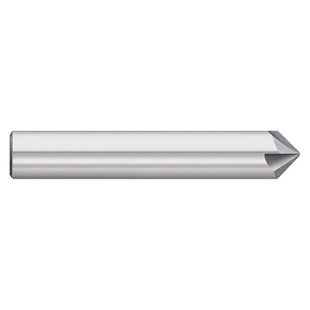 Titan USA TC87771 | 0.2500" (1/4) Diameter x 0.2500" (1/4) Shank x 0.0590" LOC x 2.5000" (2-1/2) OAL 120 Degree Included Angle 4 Flute Uncoated Carbide Chamfer Mill