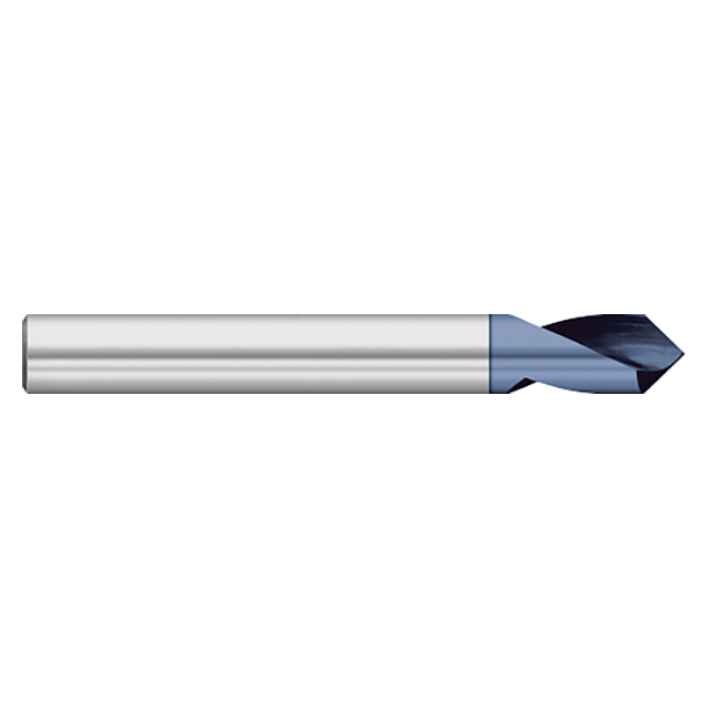 Titan USA TC28732 | 0.5000" (1/2) Diameter x 0.5000" (1/2) Shank x 3.0000" (3) OAL x 90 Degree Point Angle 2 Flute ALTIN Coated Carbide Spotting Drill