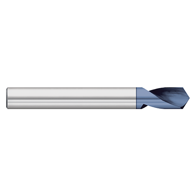 Titan USA TC28816 | 0.2500" (1/4) Diameter x 0.2500" (1/4) Shank x 3.0000" (3) OAL x 120 Degree Point Angle 2 Flute ALTIN Coated Carbide Spotting Drill