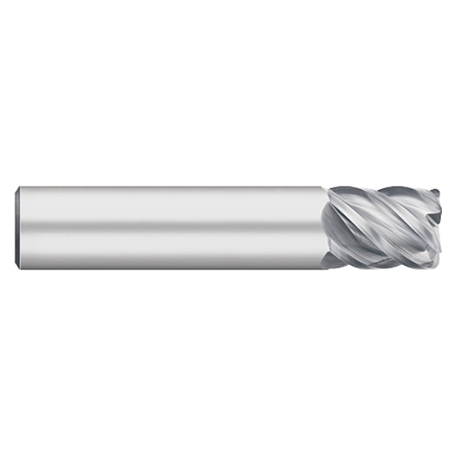 Titan USA TC61618 | 0.3125" (5/16) Diameter x 0.3125" (5/16) Shank x 0.5000" (1/2) LOC x 2.0000" (2) OAL 0.0100" Radius 5 Flute Uncoated Carbide Corner Radius End Mill
