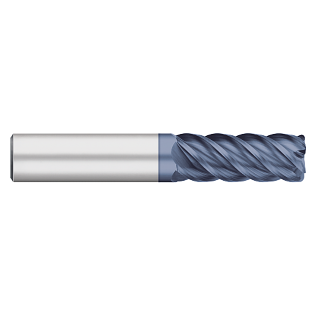 Titan USA TC63910 | 0.1250" (1/8) Diameter x 0.1250" (1/8) Shank x 0.5000" (1/2) LOC x 1.5000" (1-1/2) OAL 0.0300" Radius 5 Flute AlTiN Coated Carbide Corner Radius End Mill