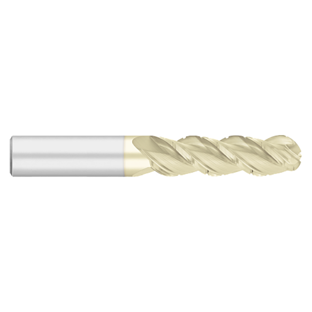 Titan USA TC67482 | 0.3125" (5/16) Diameter x 0.3125" (5/16) Shank x 1.3750" (1-3/8) LOC x 3.0000" (3) OAL 3 Flute ZrN Coated Carbide Ball End Mill