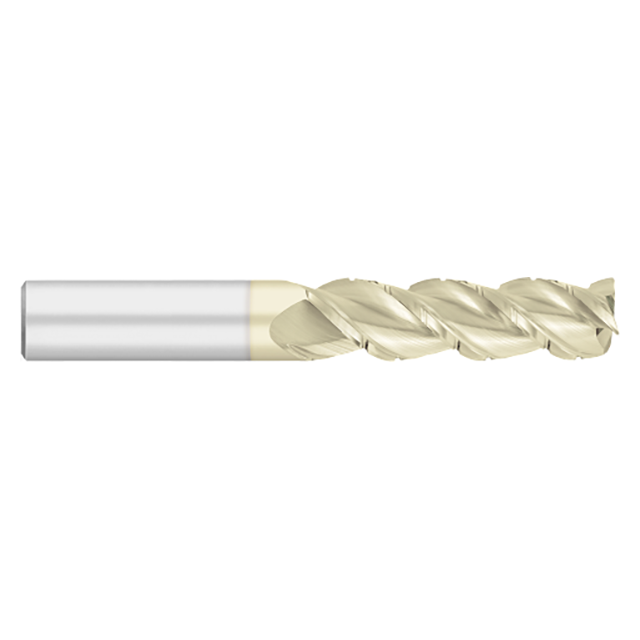 Titan USA TC67435 | 0.5000" (1/2) Diameter x 0.5000" (1/2) Shank x 2.0000" (2) LOC x 4.0000" (4) OAL 0.0200" Radius 3 Flute ZrN Coated Carbide Corner Radius End Mill
