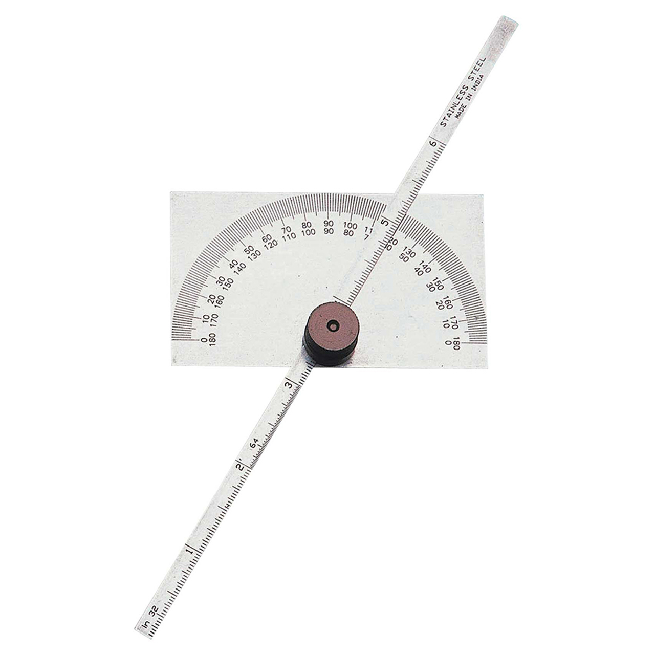 STM 231272 | 180 Degree Angle Measurement Stainless Steel Depth Gauge with Rectangular Protractor
