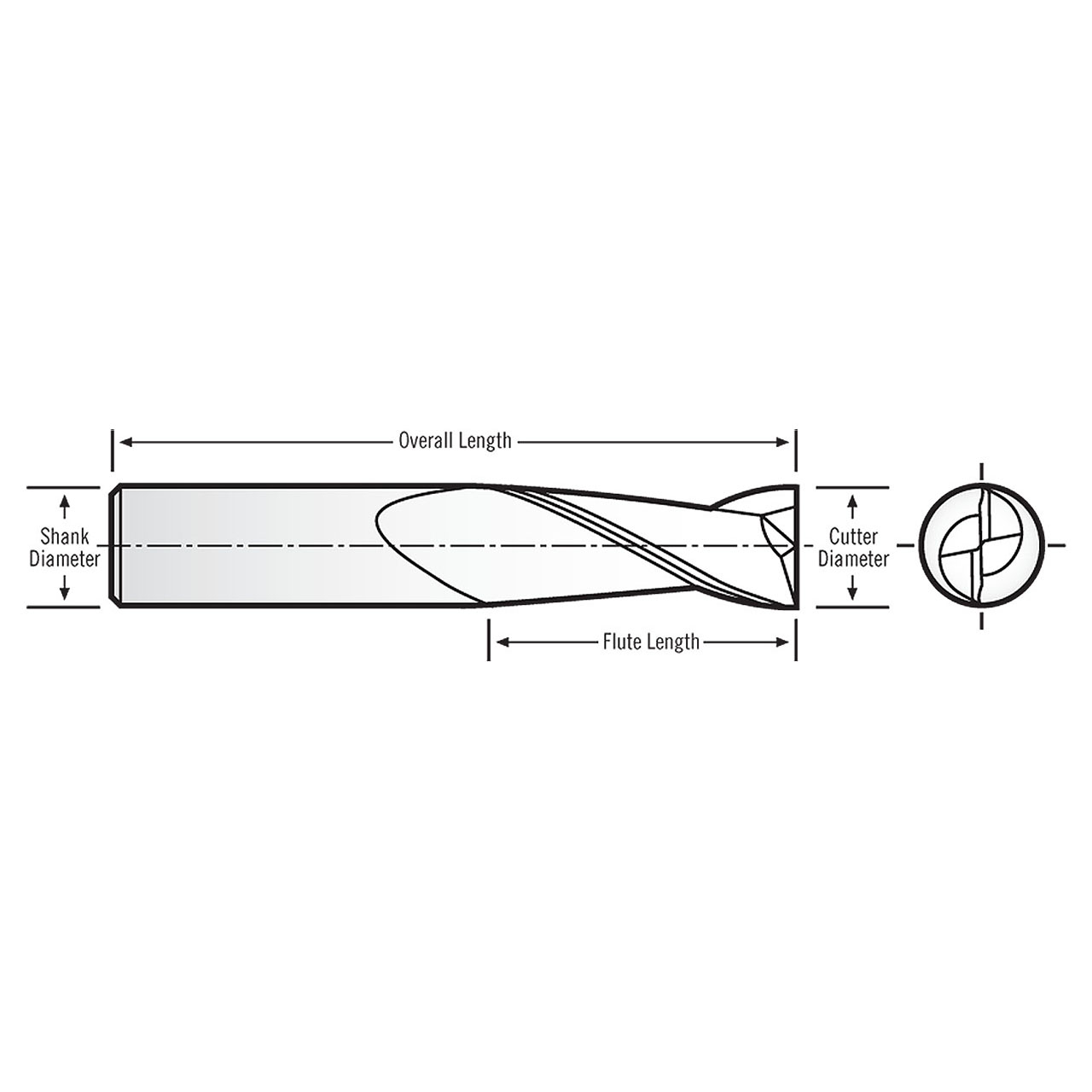 RobbJack MC1-201-08-DLC | 8.00mm Diameter x 8.00mm Shank x 63.00mm OAL 2 Flute DLC Coated Square End Mill