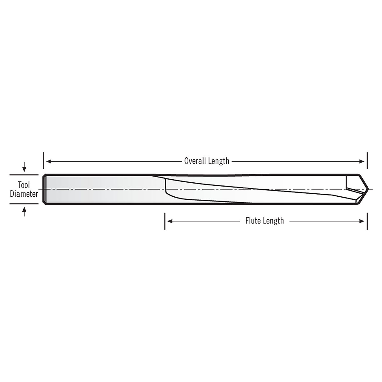 RobbJack PCD-118-1915 | 0.192" Diameter x 0.250" Shank x 2.700" OAL 2 Flute Uncoated PCD Tipped Drill