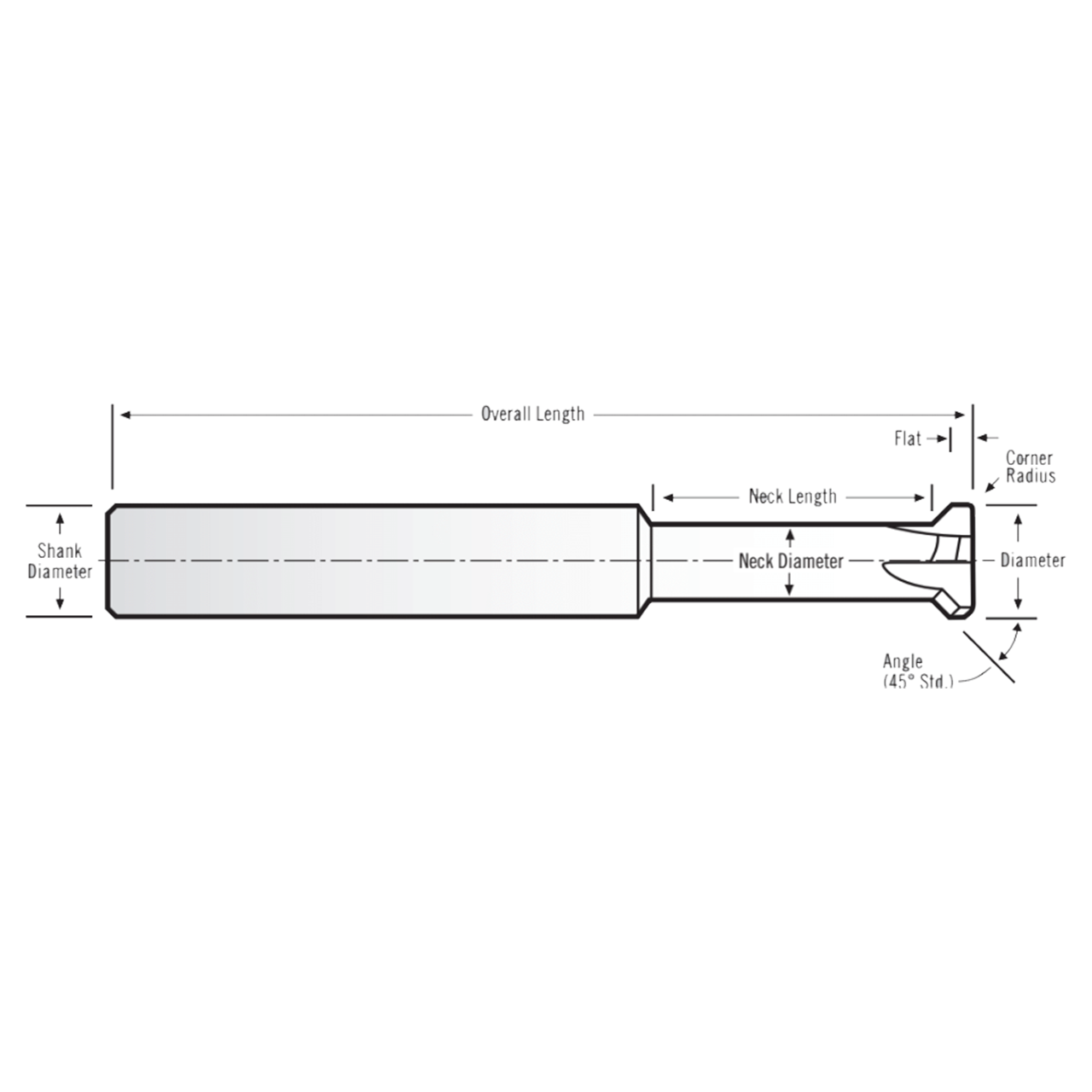 RobbJack RTHR-8-32 | 0.128" Diameter x 0.188" Shank x 2.000" OAL Uncoated Keyseat Cutter