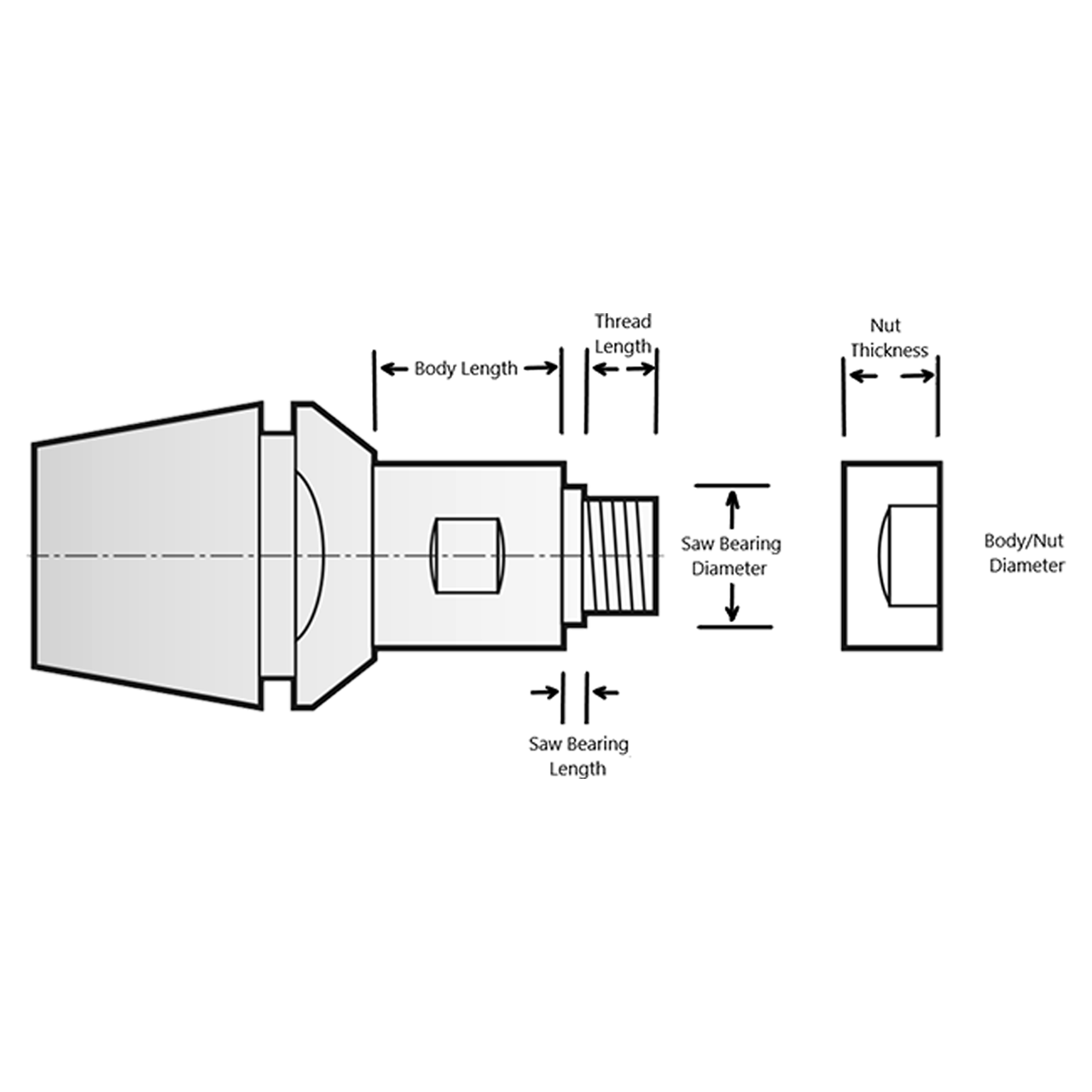 RobbJack SA-ER20-L-08 | 0.250" Diameter x 0.375" Shank x 1.181" OAL Uncoated Saw Arbor