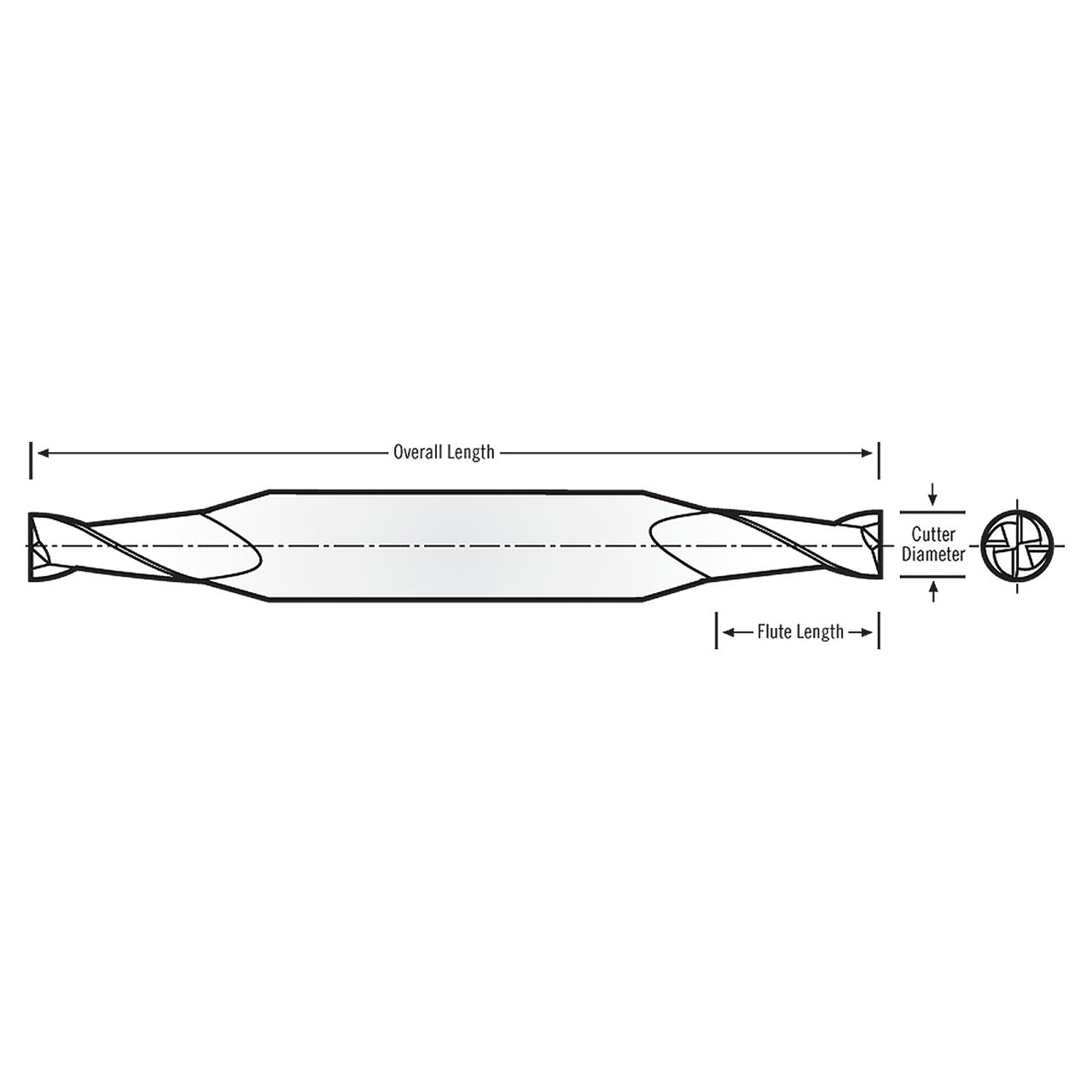 RobbJack T6-400-02-T | 0.063" Diameter x 0.188" Shank x 2.500" OAL 4 Flute TiN Coated Double Ended Square End Mill