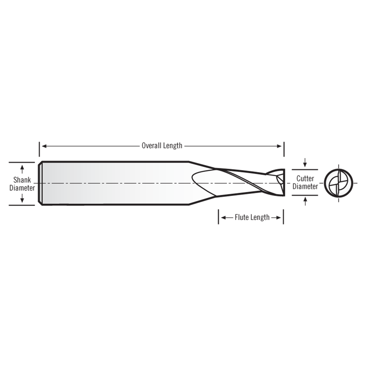 RobbJack C8-201-08-DLC | 0.2500" Cutting Diameter x 0.2500" Shank x 2" OAL 2 Flute DLC Coated Square End Mill
