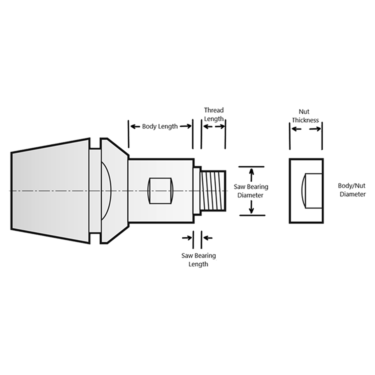 RobbJack SA-ER11-10-M5 | 0.1969" Diameter x 0.3150" Shank x 0.3937" OAL 30 Degree Helix Uncoated ER11 Metric Saw Arbor