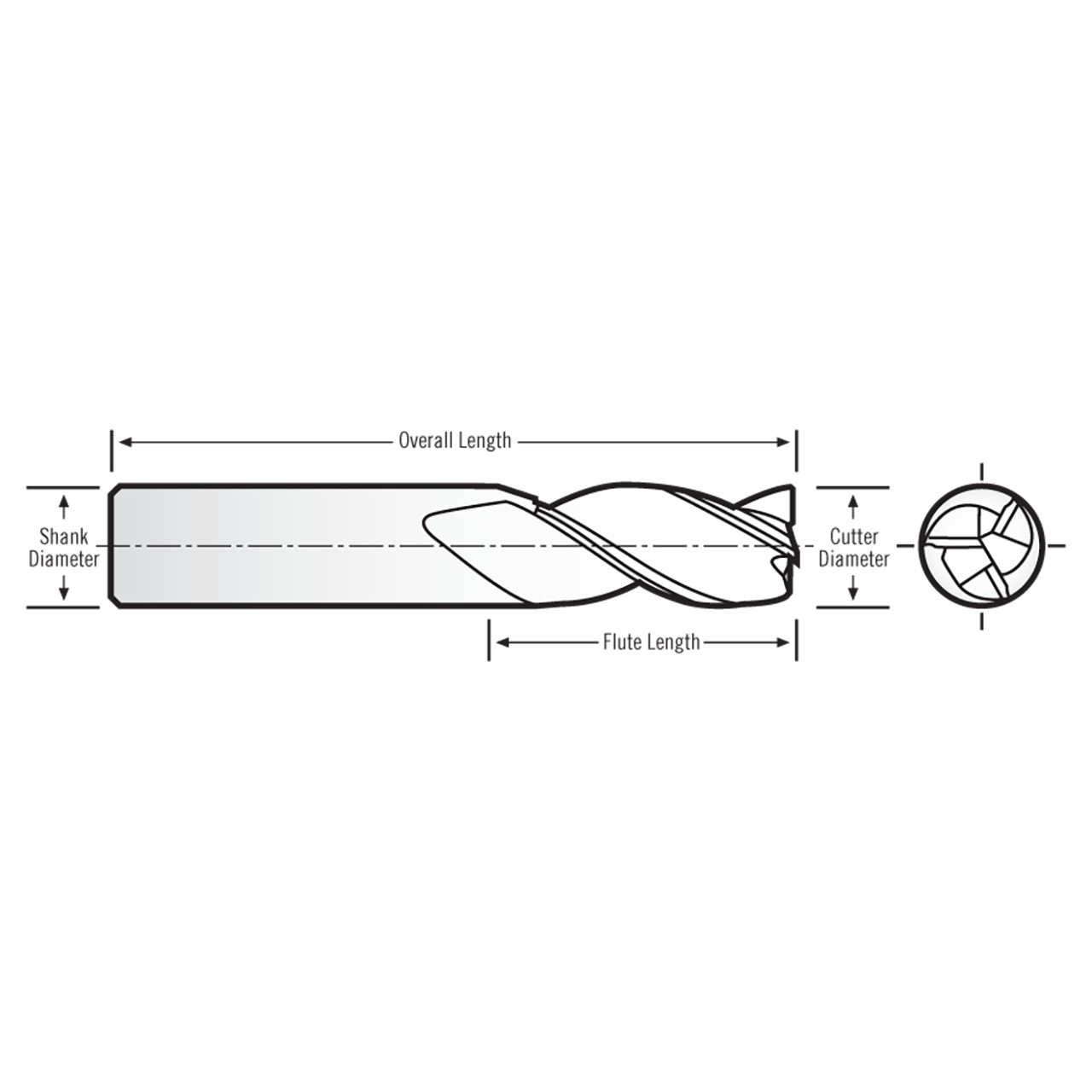 RobbJack AL3-303-08-BN-TC-DLC | 0.250" Diameter x 0.250" Shank x 0.125" Radius x 2.500" OAL 3 Flute DLC Coated Corner Radius End Mill