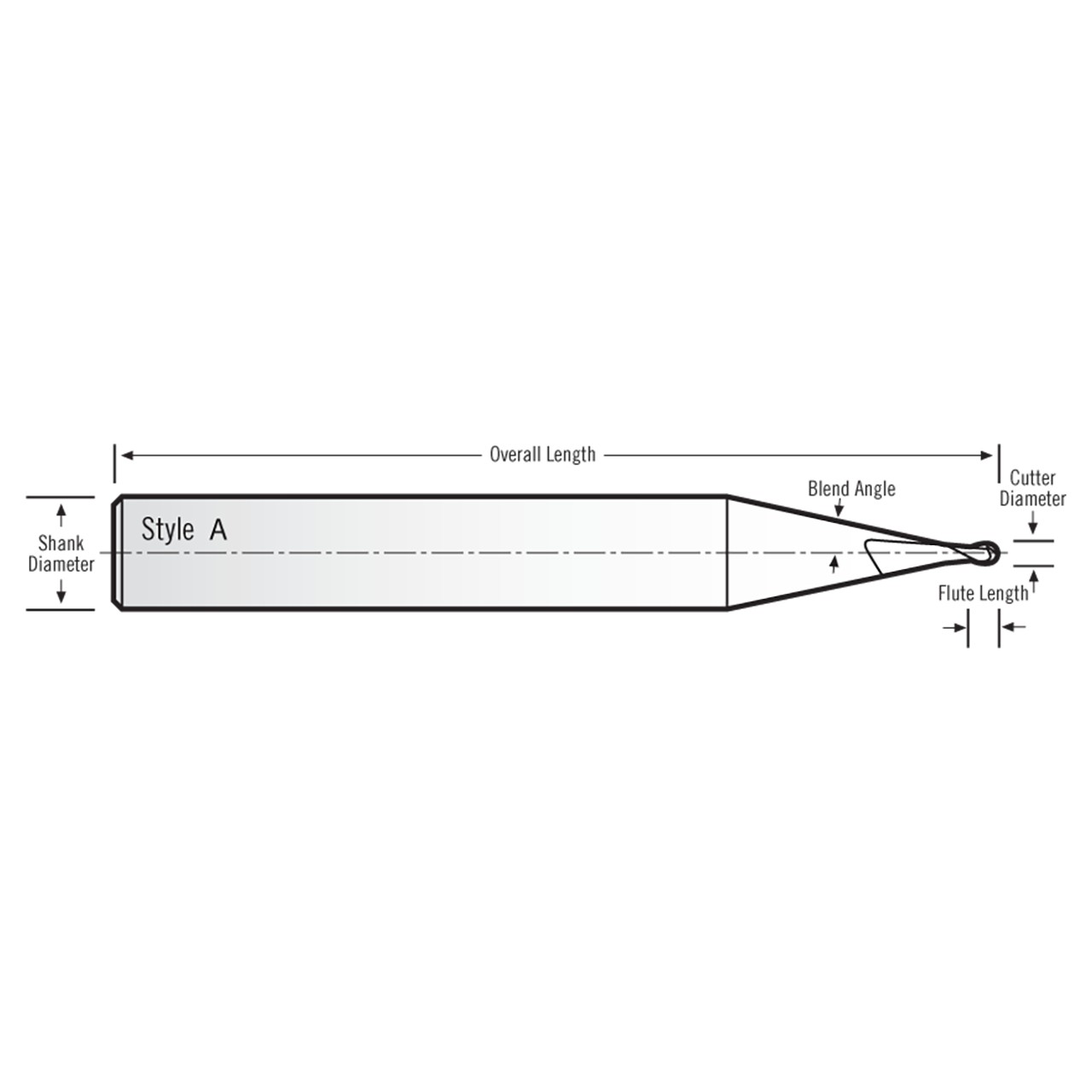 RobbJack DM-201-14 | 0.438" Diameter x 0.438" Shank x 3.750" OAL 2 Flute AlTiN Coated Ball End Mill