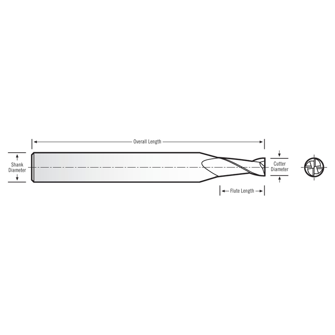 RobbJack SR-4-047-A | 0.047" Diameter x 0.125" Shank x 1.500" OAL 4 Flute AlTiN Coated Square End Mill