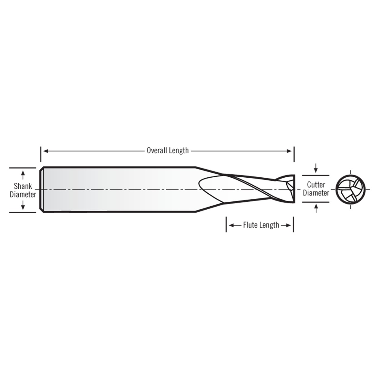 RobbJack C8-301-06-DLC | 0.1875" Diameter x 0.2500" Shank x 2" OAL 3 Flute DLC Coated Square End Mill